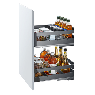 HIGOLD/悍高双层抽屉式内置拉篮304不锈钢厨房橱柜碗架收纳调味篮