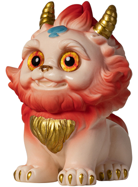 新中式陶瓷火麒麟吉祥瑞兽摆件