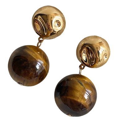 秋冬高级感美拉德虎眼石耳钉女