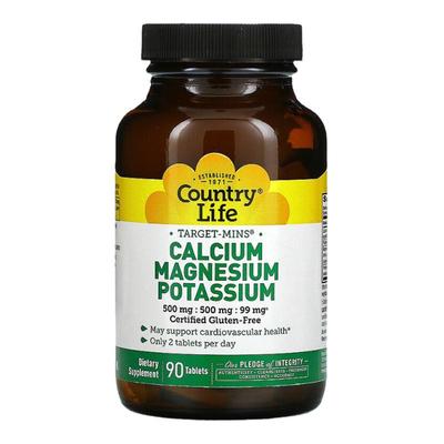 香港直发Country Life乡村生活钙镁钾营养片增强体质维护平衡90片