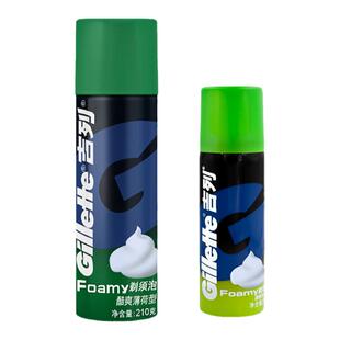 吉列剃须泡沫薄荷香型吉利刮胡泡沫柠檬香剃须膏210g+50g旅行装