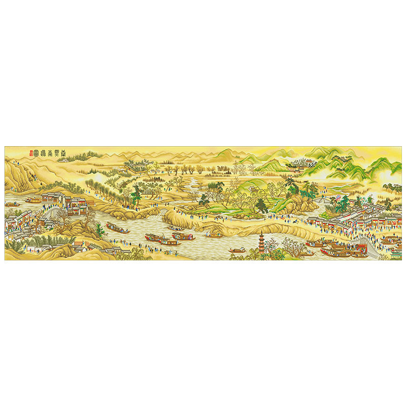 2026新款古绢布印花十字绣中式古典客厅山水风景画康熙南大格满绣