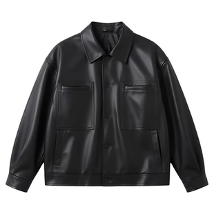 Casual loose motorcycle short leather jacket休闲机车短款皮衣