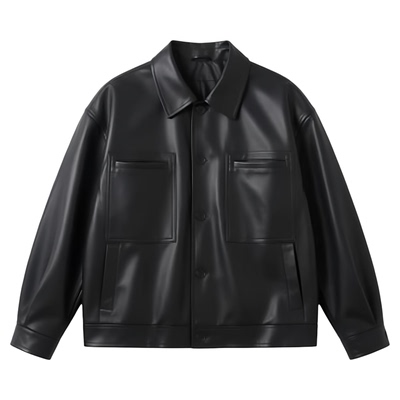 Casual loose motorcycle short leather jacket休闲机车短款皮衣