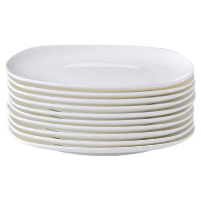 纯白骨瓷盘子菜盘家用创意景德镇陶瓷餐具方形沙拉深盘炒菜汤盘