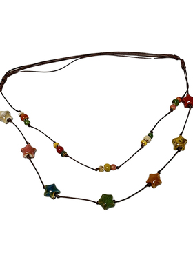 三环路陶瓷珠双层女y2k风项链