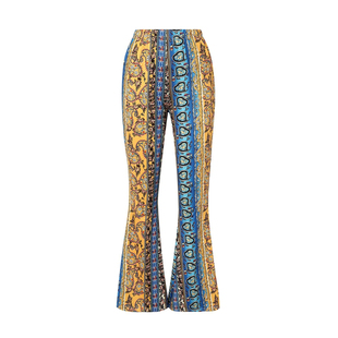 波西米亚条纹紧身微喇裤Boho striped print tight cropped pants