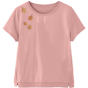 中年妈妈短袖t恤女纯棉夏装宽松2026新款上衣中老年全棉妇女装夏