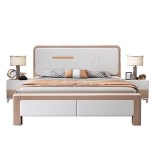 现代简约实木床1.8米主卧双人床全实木1.5米白色单人床储物婚床