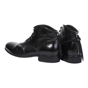 珡羽KotoFeather 水洗马皮短靴后跟拉链皮靴男士秋冬新款马丁靴