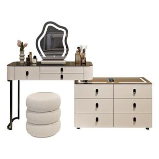 2025新智能实木梳妆台卧室简约现代多功能床尾转角斗柜收纳一体桌
