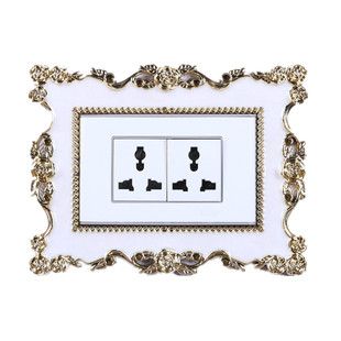 开关贴墙贴保护套 欧式创意118型灯开关装饰框长方插座贴房间金色