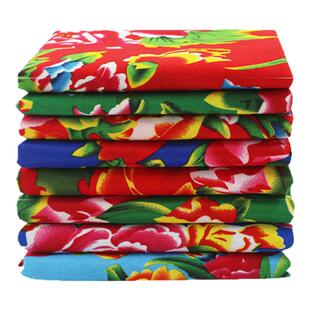 东北大花布化纤布料铁锅炖饭店吊顶装修墙布面料民宿装饰窗帘桌布