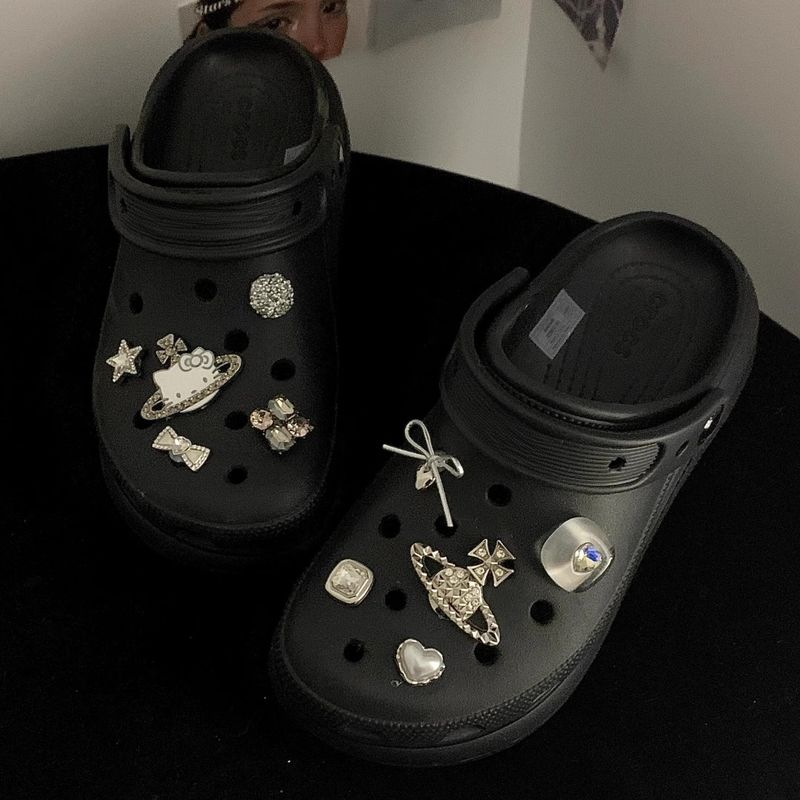 适配crocs洞洞鞋配饰黑洞甜心鞋花金属鞋扣高级氛围感diy装饰