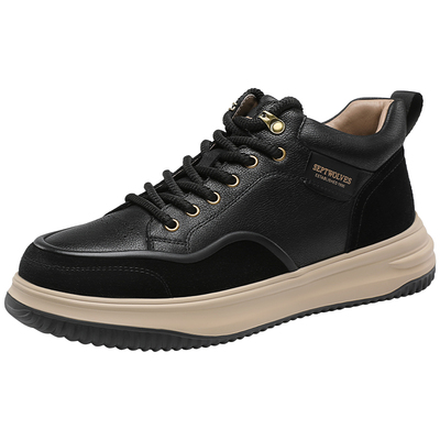 冬季加绒男鞋高帮保暖真皮休闲鞋