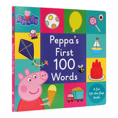 预售 Peppa’s First 100 Words 小猪佩奇的100个英语早教单词 英文原版 Peppa Pig 粉红猪小妹佩琪大纸板翻翻书幼儿英文启蒙童书