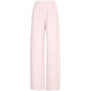 夏莫卡西柚粉阔腿裤春直筒裤针织休闲裤松紧腰显瘦弯刀卫裤厚6871