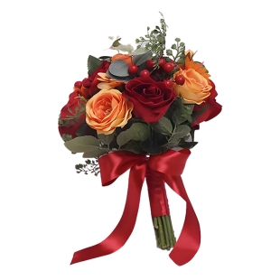 红色森系手捧花新娘结婚仿真花中式新郎领证拍照接亲出嫁婚礼花束