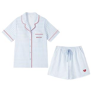 纯棉睡衣女款夏季带胸垫短袖家居服套装夏天女士可外穿2026新款夏