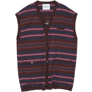 fafamoon设计师品牌 2025夏季新品V领条纹针织马甲百搭时尚马夹