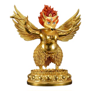 大鹏金翅鸟镀金居家装饰桌面摆件金翅鸟铜雕像摆件7寸