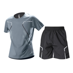 运动套装男健身衣服夏季跑步速干衣短袖t恤羽毛球训练服冰丝短裤