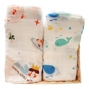2件装纯棉薄款纱布包巾新生儿柔软浴巾婴儿襁褓盖毯抱被夏90*100