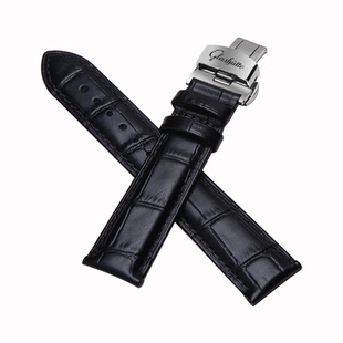 格拉苏蒂手表带男真皮原装参议员月相偏心GO原创精髓复古19莫勒20