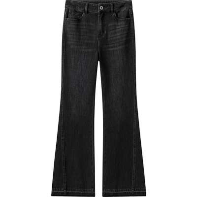 播商场同款复古微喇裤女春秋新款高腰显瘦毛边牛仔裤BDS1KD1504