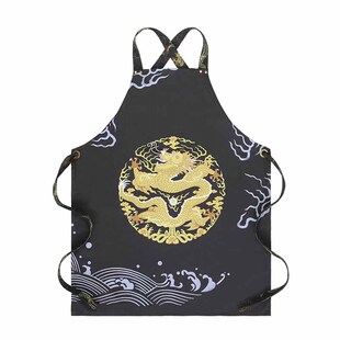 中国风围裙龙纹工作家用厨房防水复古民族风中式龙袍冬季透气轻便