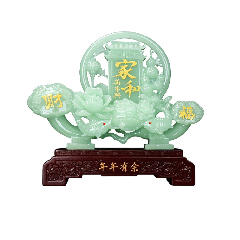 玉石年年有余鱼摆件招财如意家居客厅电视柜酒柜玄关开业乔迁礼品