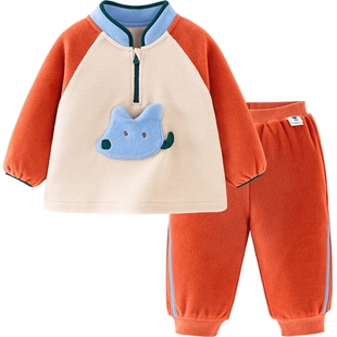 【净电绒】迷你巴拉巴拉男女童卫衣长袖长裤摇粒绒套装宝宝一体绒