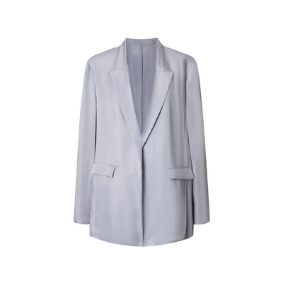 LESS夏季桑蚕真丝西装女休闲简约前长后短无扣西服外套2N5712190