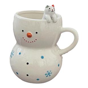 情侣杯子雪人马克杯可爱男女生日礼物创意大容量陶瓷杯咖啡杯水杯