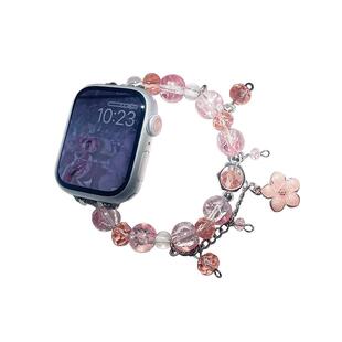 新品粉色樱花diy手链适用iwatch表带S8苹果S9手表8AppleWatch女款watchs秋冬s7高级感SE9男ultra2腕带iphone