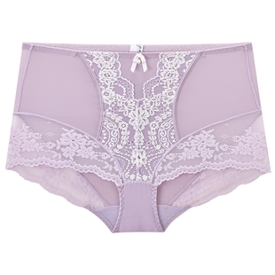 3件199|商场同款MYBODY新款女士内裤法式蕾丝高腰收腹包臀平角裤