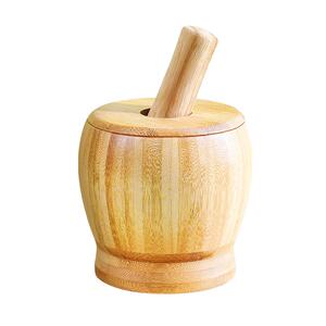 老式蒜臼子家用手动捣蒜器竹捣碎罐非实木蒜泥捣药罐擂钵研磨神器
