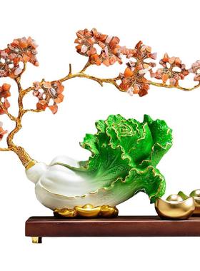 招财白菜摆件百财生花新中式