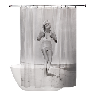 默玛EVA浴帘防水加厚防霉卫生间浴帘布隔断帘淋浴沙滩上的梦露