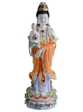 【感恩结缘优惠】描金釉下彩送子观音彩绘观世音菩萨佛像供奉