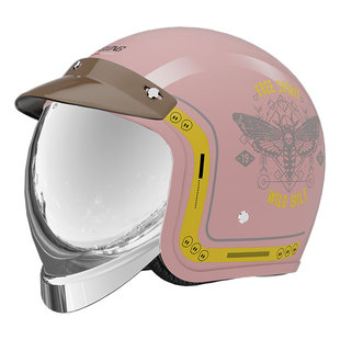 头盔女电动车新国标3c认证四季通用安全帽内推式镀银防晒镜片半盔