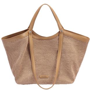 百丽包包女新款法式通勤草编织包旅游大容量手提托特包8573AB