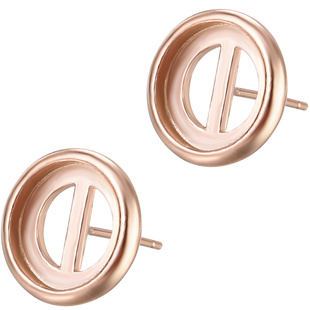 S925纯银圆形蛋面耳钉托女镶嵌蜜蜡绿松石耳饰耳钉托空托 5*5 6*6