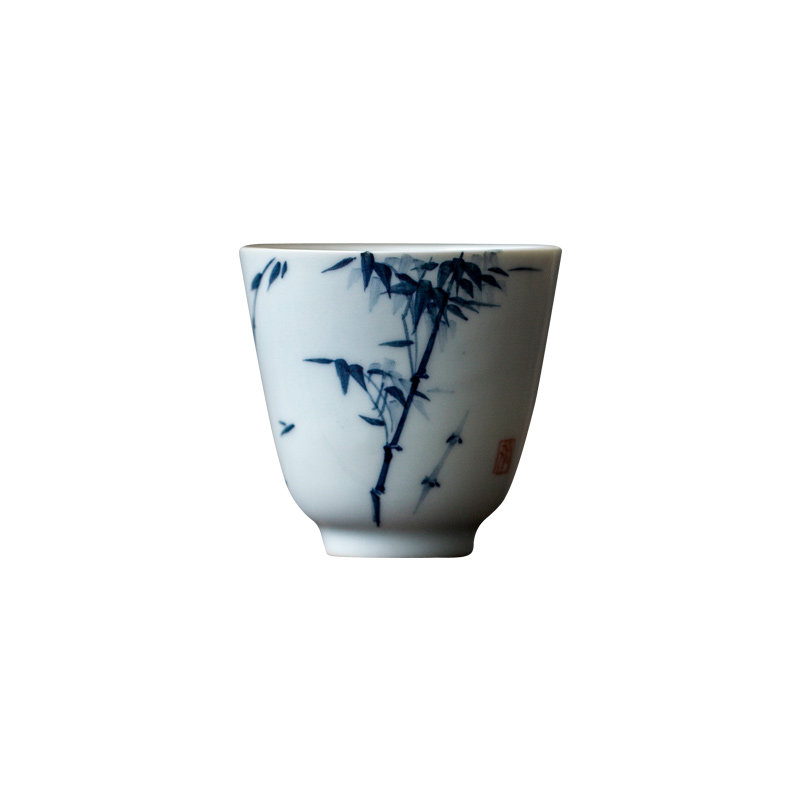 纯手工绘画仿古青花瓷茶杯