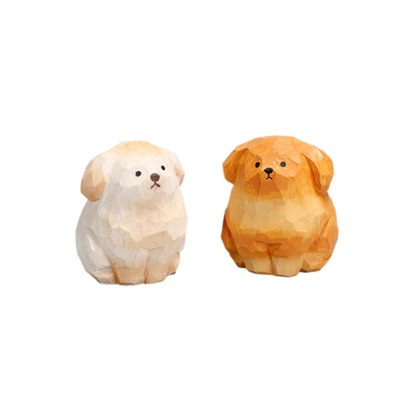 木雕小金毛摆件可爱女桌面装饰品创意狗狗治愈系送老师教师节礼物