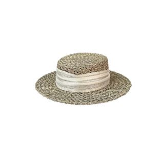 法式老钱风镂空平顶草帽女夏季海边沙滩度假遮阳防晒咸草编礼帽子