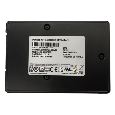 全新三星PM983a 7.68T U2固态硬盘企业级SSD服务器级PCIE3.0 NVME