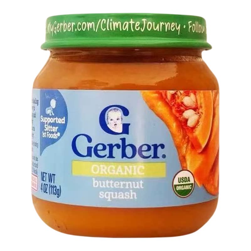 Gerber嘉宝有机奶油南瓜泥4个月+宝宝副食辅食113g营养天然进口版
