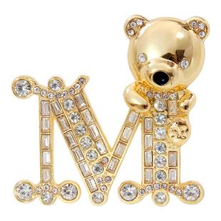 气质字母M胸针小香风高级感轻奢金色小熊别针设计感小众西装配饰