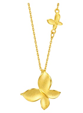 潮港福18K金满天星小福蝶项链潮